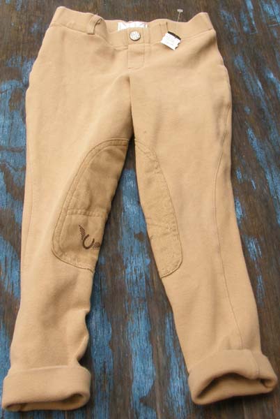 TuffRider Cotton Pull On Jods Jodhpur Breeches Knee Patch English Breeches Riding Pants Childs 10 Sand/Khaki