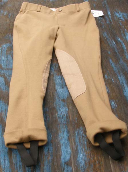 TuffRider Cotton Lowrise Pull On Starter Jods Jodhpur Breeches Knee Patch English Breeches Riding Pants Childs 8 Sand/Khaki