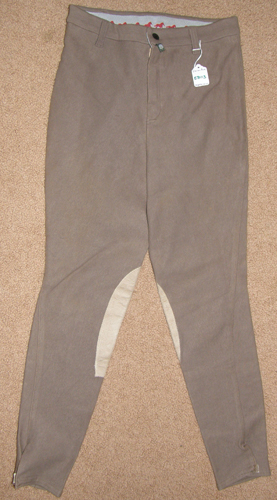 Devon Aire Cool Cotton Knee Patch English Breeches Riding Pants Ladies 26 Taupe