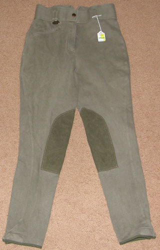 Cambrai Cotton Knee Patch High Waist English Breeches Dressage Breeches Ladies 27 Sage Green