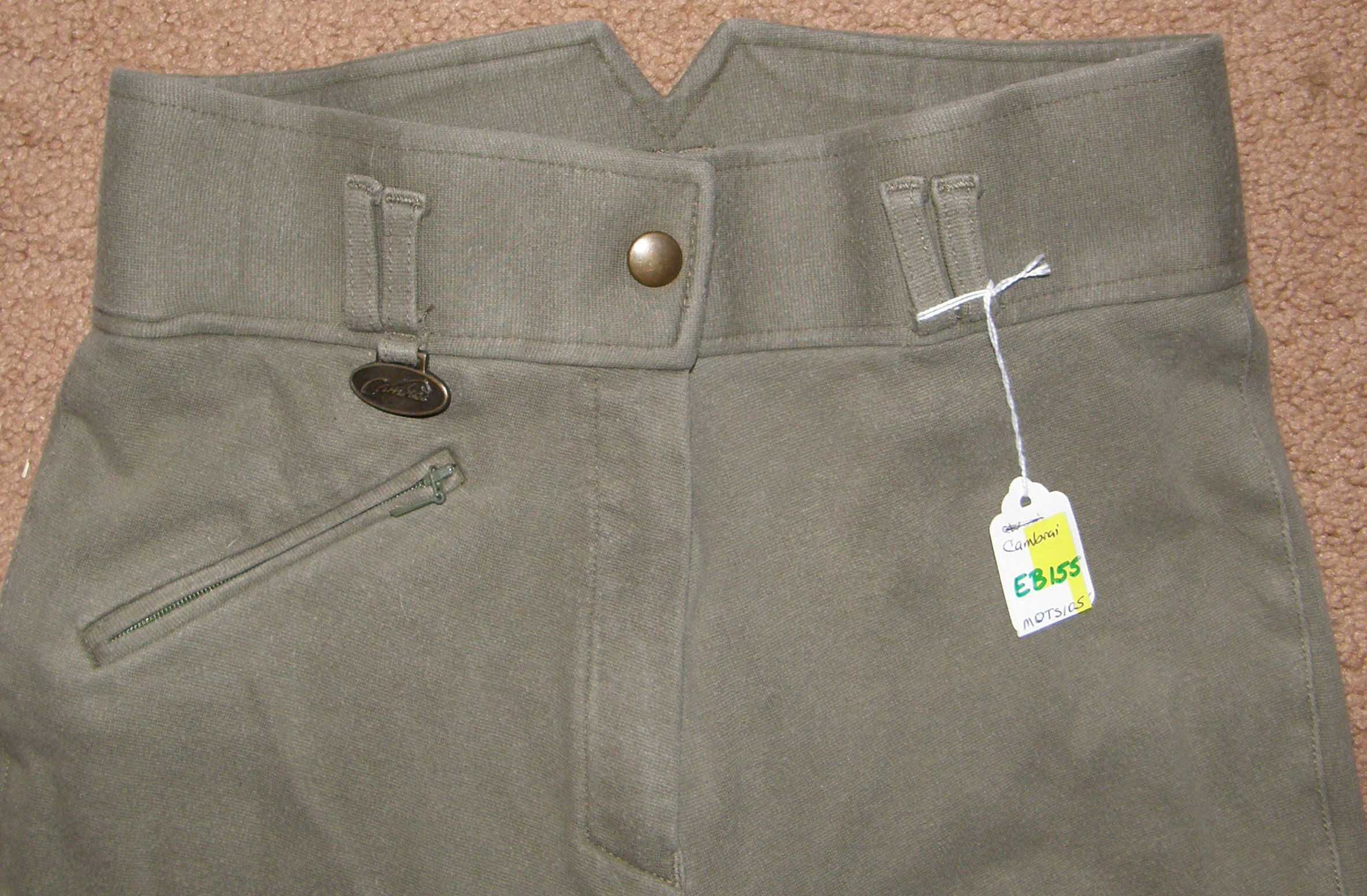 Cambrai Cotton Knee Patch High Waist English Breeches Dressage Breeches Ladies 27 Sage Green