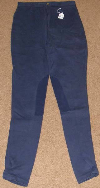 State Line Tack Cotton Knee Patch English Breeches SLT Riding Pants Ladies 10L Navy Blue