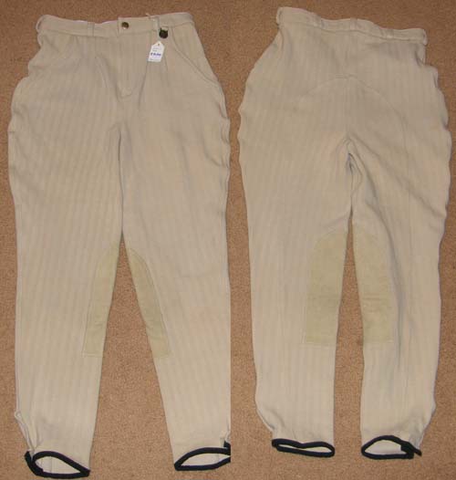 SLT State Line Tack Pleated Front Cotton Twill Knee Patch English Breeches Full Seat Riding Pants Ladies 10R Beige Tan