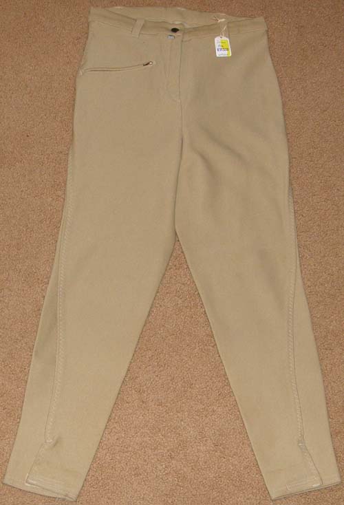 Devon Aire Ribbed Knee Patch English Breeches Riding Pants Ladies 28 Khaki Tan