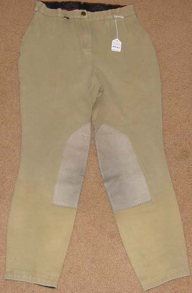 On Course Cotton Naturals Knee Patch English Breeches Riding Pants Ladies 26 Khaki