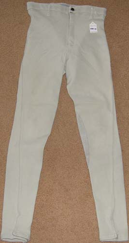 Devon Aire Narrow Ribbed Knee Patch English Breeches Riding Pants Ladies 26 Lt Grey
