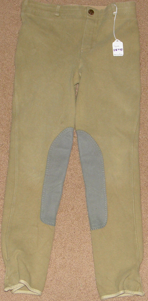 Sigma Cotton Comfort Pull On English Breeches Knee Patch Breeches Riding Pants Schooling Tights Childs 14 Khaki
