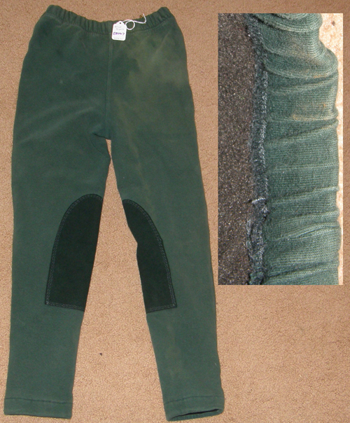 Helmet Helpers Fleece Lined Insulated Breeches Winter Riding Pants Knee Patch English Breeches Childs XL Hunter Green