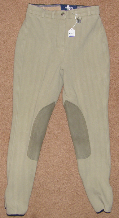 Millers Cotton Twill Knee Patch English Breeches Riding Pants Ladies 27 Khaki