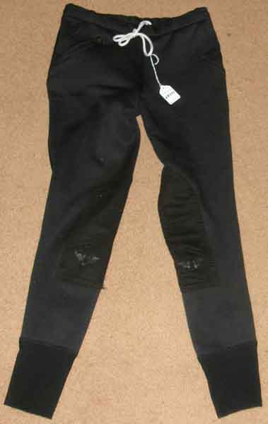 TuffRider Children's Unifleece Pull On Stretch Fleece Knee Patch Winter Breeches Unifleece Pull On Breeches Fleece Lined Knee Patch English Breeches Winter Riding Pants Childs 16 Black