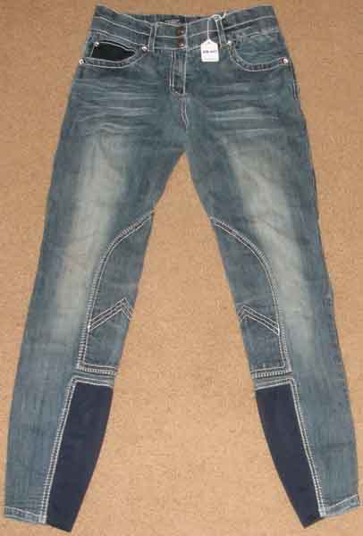 Stretch Denim Riding Jeans Knee Patch English Breeches English Riding Pants Ladies 26 Blue Denim