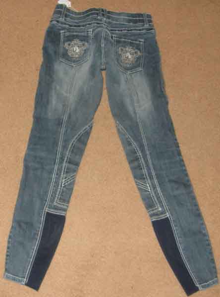 Stretch Denim Riding Jeans Knee Patch English Breeches English Riding Pants Ladies 26 Blue Denim
