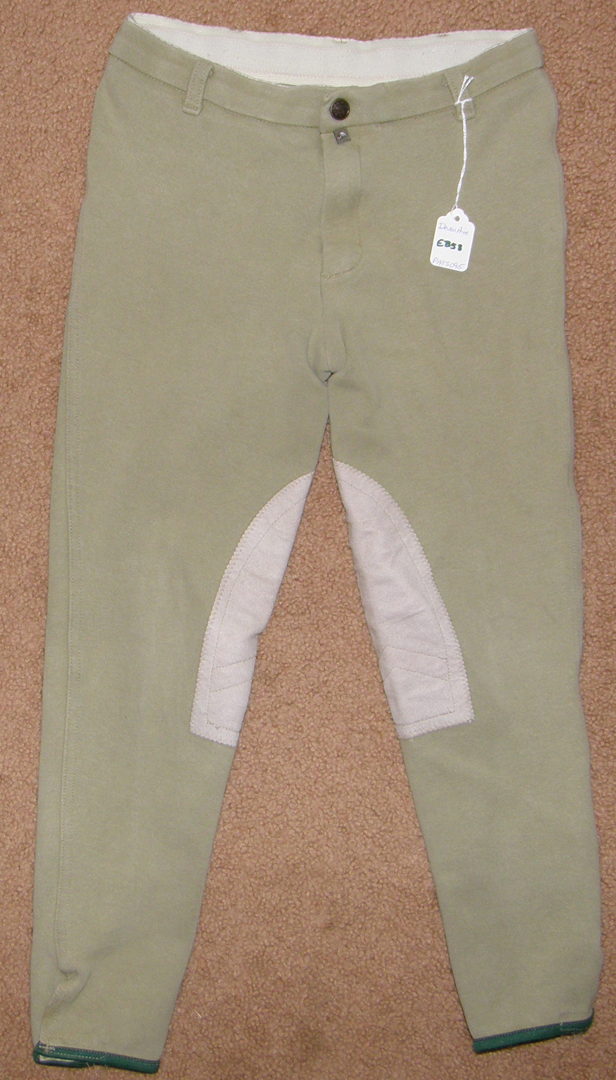 Devon Aire Cotton Show Childs Hipster Knee Patch Breeches Low Rise English Breeches Riding Pants Childs 16 Khaki
