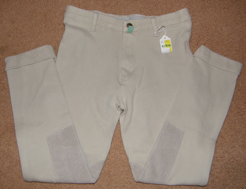 Devon Aire Cool Cotton Jodhpurs Breeches Knee Patch English Breeches Riding Pants Childs 14 Lt Grey