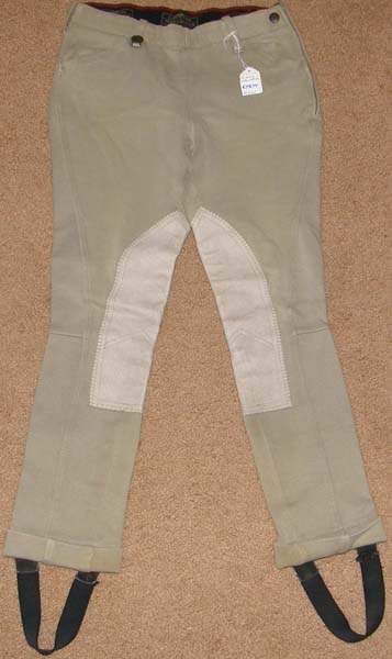 On Course Cotton Naturals Side Zip Jodhpur Breeches Knee Patch English Breeches Riding Pants Youth/Ladies? 12 Khaki