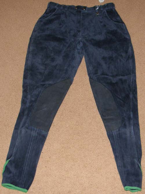 Cavallo Stretch Cord Full Seat Corduroy Riding Pants Knee Patch English Breeches Ladies 30 Navy Blue