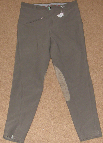Devon Aire Ribbed Grippa Classic Fit Knee Patch English Breeches Riding Pants Ladies 30 Taupe
