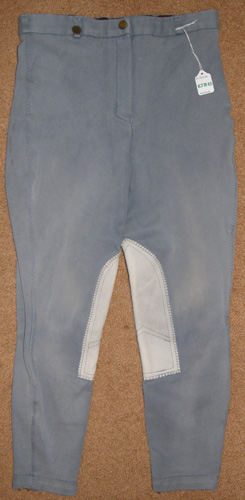 On Course Cotton Naturals Knee Patch English Breeches Riding Pants Ladies 30 Slate Blue