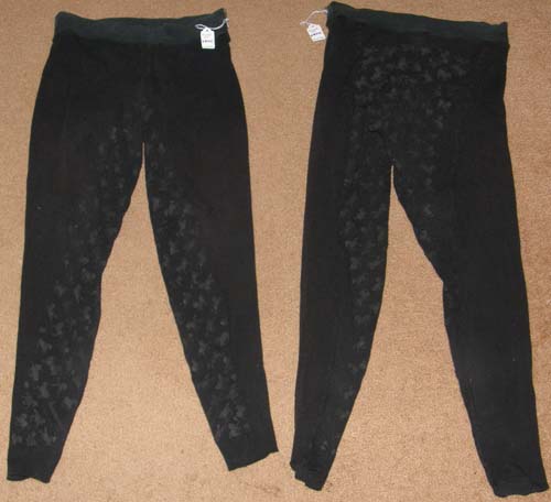 Aanstadt Das Treadz Riding Right GripBums Riding Tights Pull On Full Seat English Breeches Schooling Tights Ladies L Black Horse Print