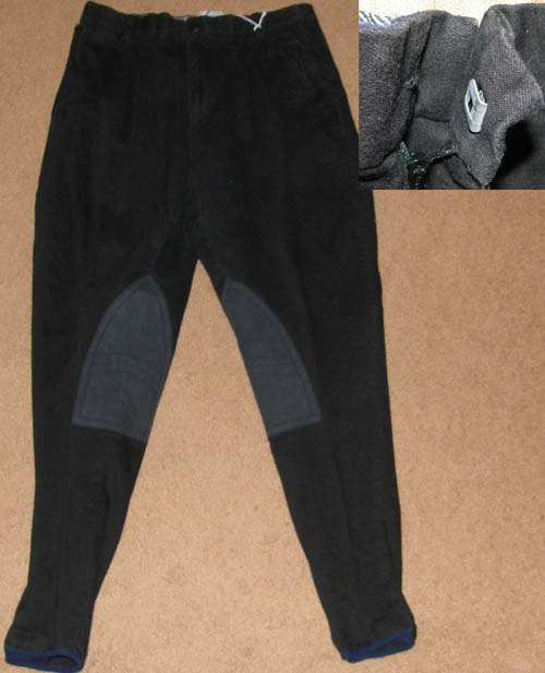 Millers Equestrian Sportific Pleated Front Stretch Cotton Knee Patch English Breeches Riding Pants Ladies 32R Black