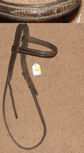 English Headstall Replacement Bridle Parts Crown Piece with Throatlatch Fancy Round Raised Browband Cob Brown
