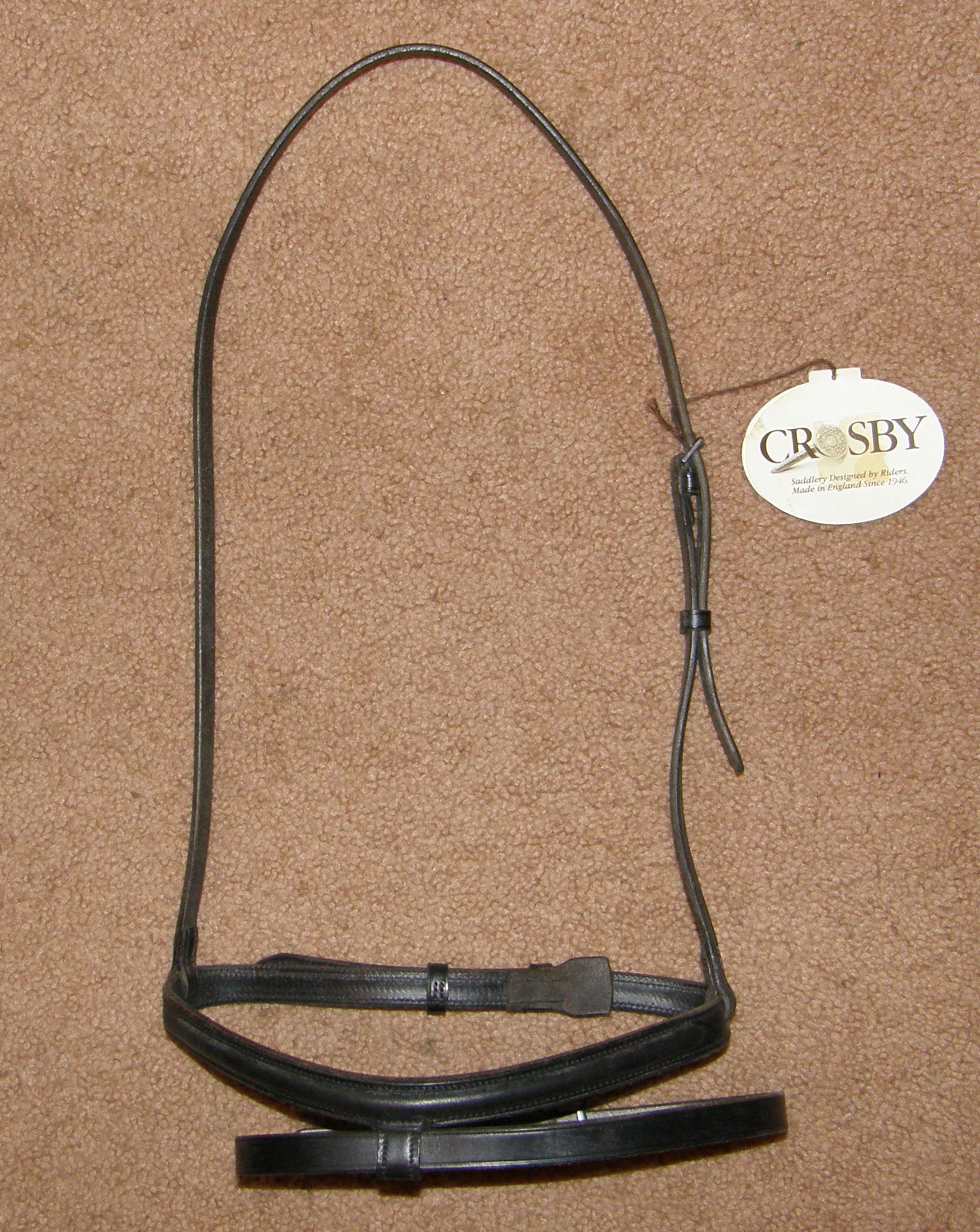 Crosby Round Raised English Caveson with Flash Noseband Attachment Black Horse