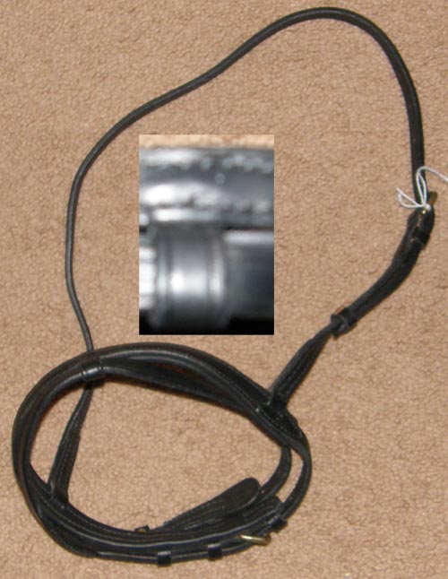 Black Leather Lined Padded English Caveson with Flash Noseband Attachment Cob