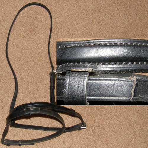 Square Raised English Caveson with Flash Noseband Attachment Black Horse