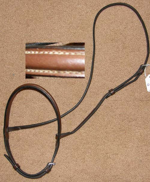 Round Raised English Caveson Rounded Raised Noseband Dark Brown Horse