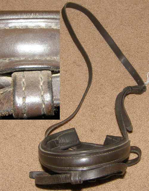 Round Raised Padded Leather English Noseband Crank Flash Noseband Jawband Dressage Crank Noseband Wide Jaw Band Brown Horse