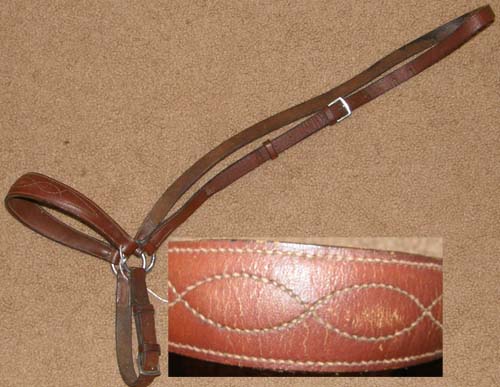 Bobby's English Tack Fancy Stitched Raised Dropped Noseband Shaped Leather English Caveson Horse Brown