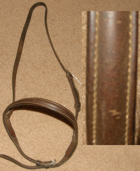 Round Raised English Caveson English Noseband Brown Horse