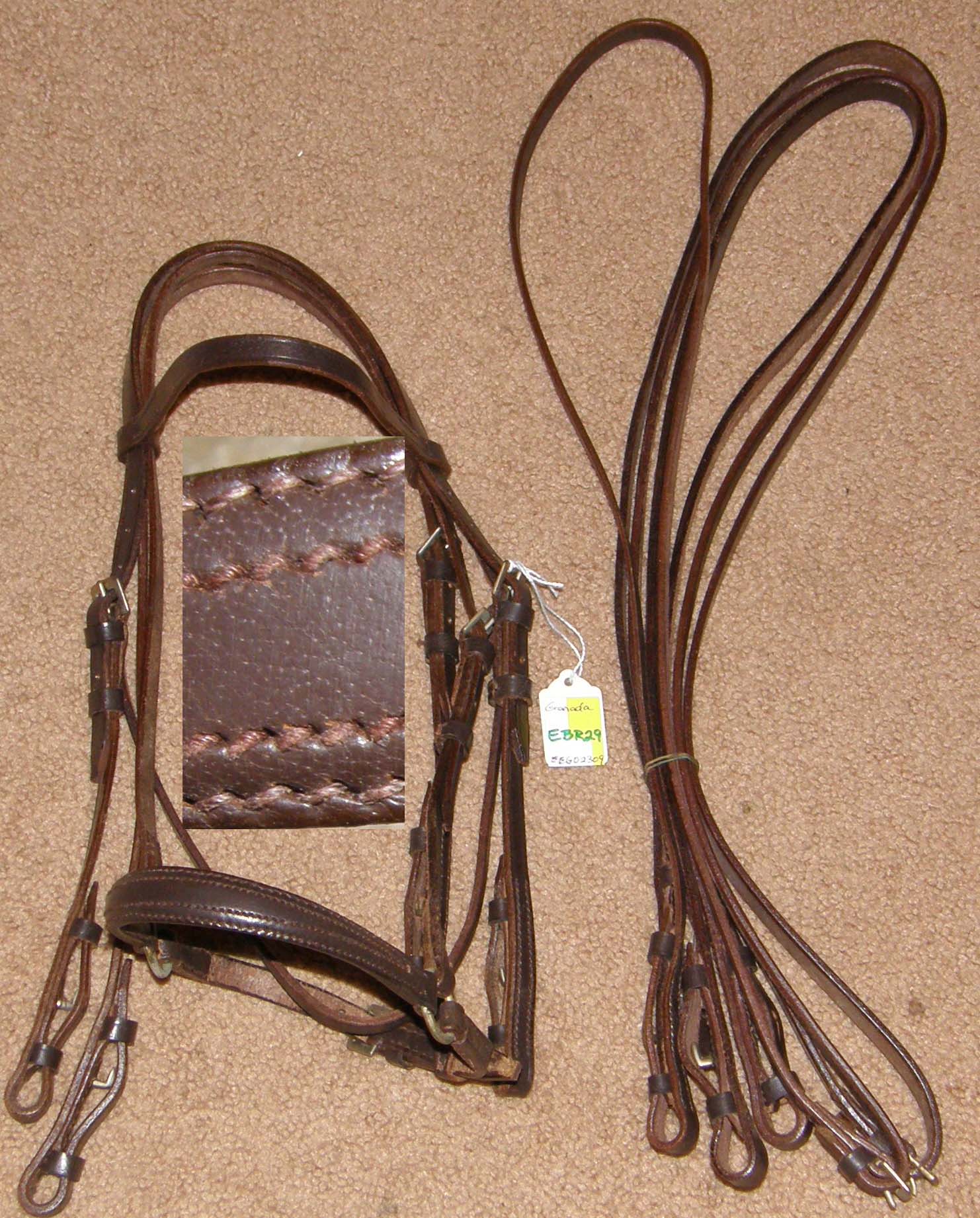 Millers Granada Raised Pelham Bridle English Bridle with Snaffle & Curb Reins Pony