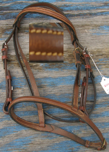 Round Raised Snaffle Bridle Pony English Headstall English Bridle Parts Dark Chestnut