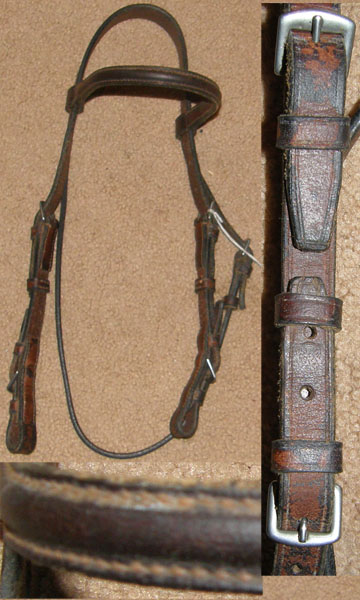 Round Raised Snaffle Bridle Buckle Ends English Headstall Pony English Bridle Dark Brown