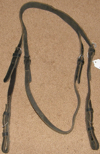 English Bridle Replacement Crown Piece & Cheeks Flat Leather Double Adjustable Throatlatch English Headstall Crown & Buckle End Cheeks Cob/Horse Black