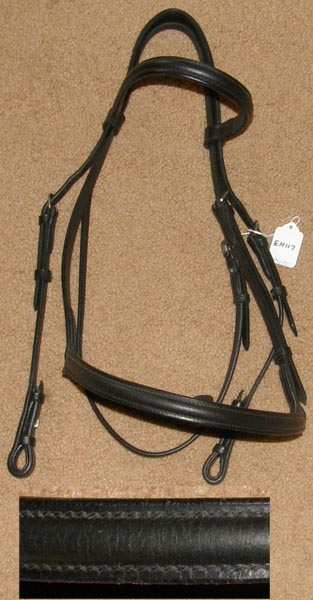 Round Raised English Headstall Snaffle Bridle English Bridle Dressage Bridle Black Horse