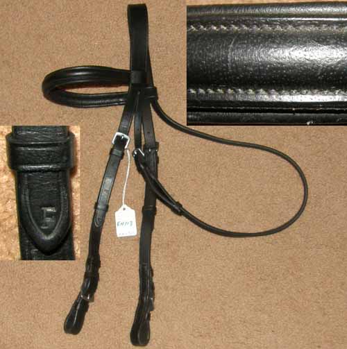 Round Raised English Headstall Padded Snaffle Bridle English Bridle Dressage Bridle Black Horse