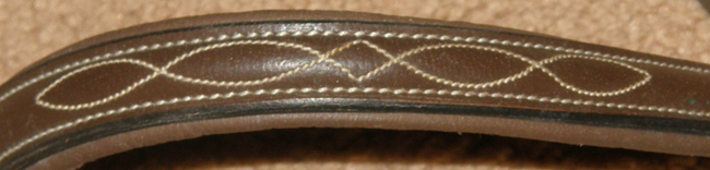 English Headstall Padded Fancy Stitched Round Raised Browband Brown Cob