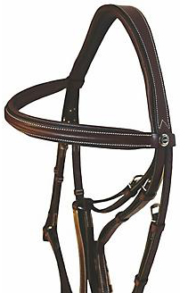 HDR Pro Mono Crown English Headstall Henri de Rivel Figure 8 Bridle Padded Round Raised Noseband Pro Stress Free Figure Eight Noseband Bridle Brown Cob