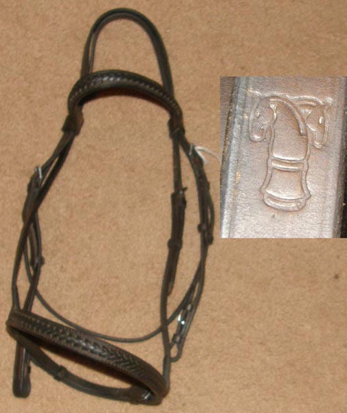 Sabre Braided Leather Round Raised English Headstall Plaited Leather Snaffle Bridle English Bridle Dark Brown Horse