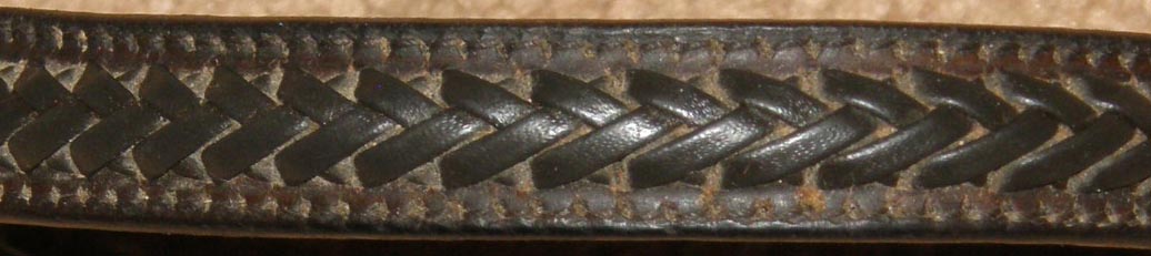 Sabre Braided Leather Round Raised English Headstall Plaited Leather Snaffle Bridle English Bridle Dark Brown Horse