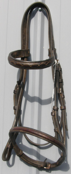 Fancy Stitched Round Raised English Headstall English Snaffle Bridle Pony