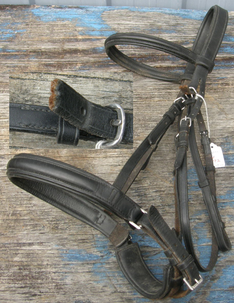 Vespucci Voyager Snaffle Bridle Round Raised Padded English Headstall Leather Lined English Bridle Crank Noseband Black Horse