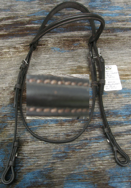 Round Raised English Headstall Snaffle Bridle Full English Bridle Dk Brown Horse