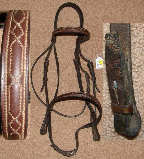 Millers Somerset Fancy Stitched Round Raised English Headstall Snaffle Bridle English Bridle Dark Brown Horse