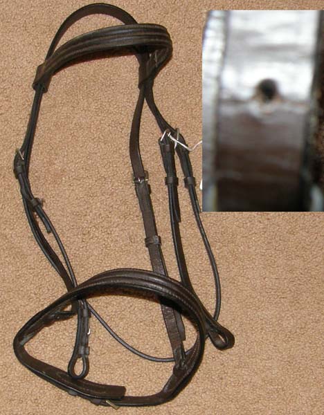 Double Round Raised English Headstall Flat Snaffle Bridle Horse English Headstall Dark Brown