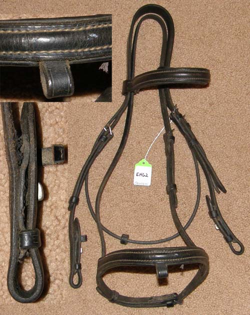 Lancers Padded Round Raised Black English Headstall Leather Lined Black Snaffle Bridle English Bridle Dressage Bridle Horse