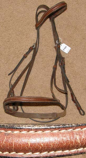 Round Raised English Headstall Snaffle Bridle English Bridle Brown Horse