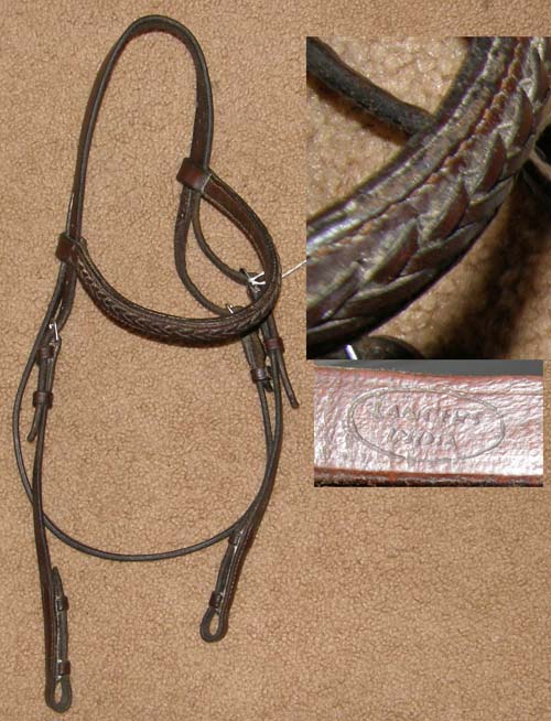Lancers English Bridle Replacement Crown Piece Cheeks Braided Browband English Headstall Crown Piece Horse Dark Brown